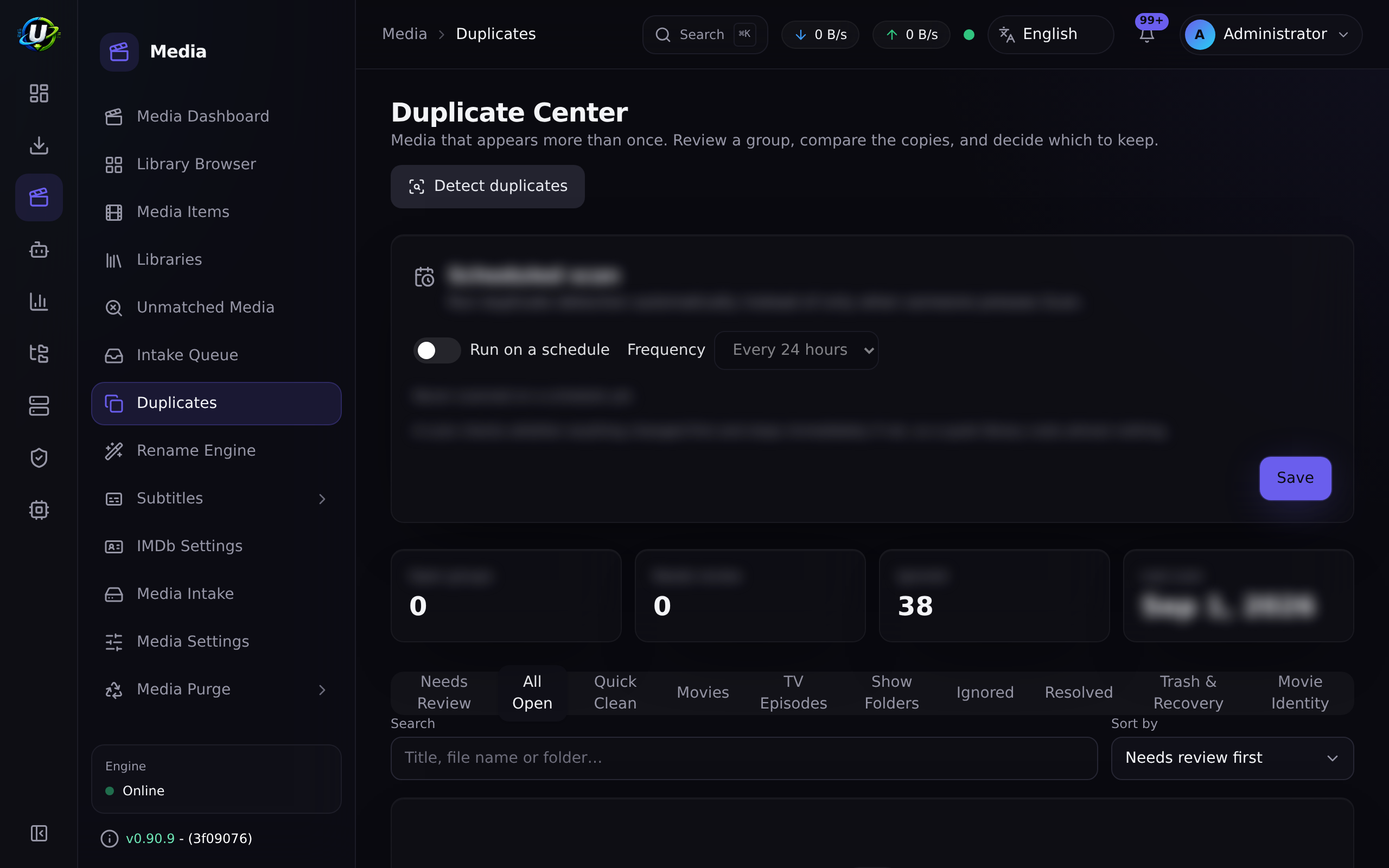 Duplicates page showing a detected duplicate group