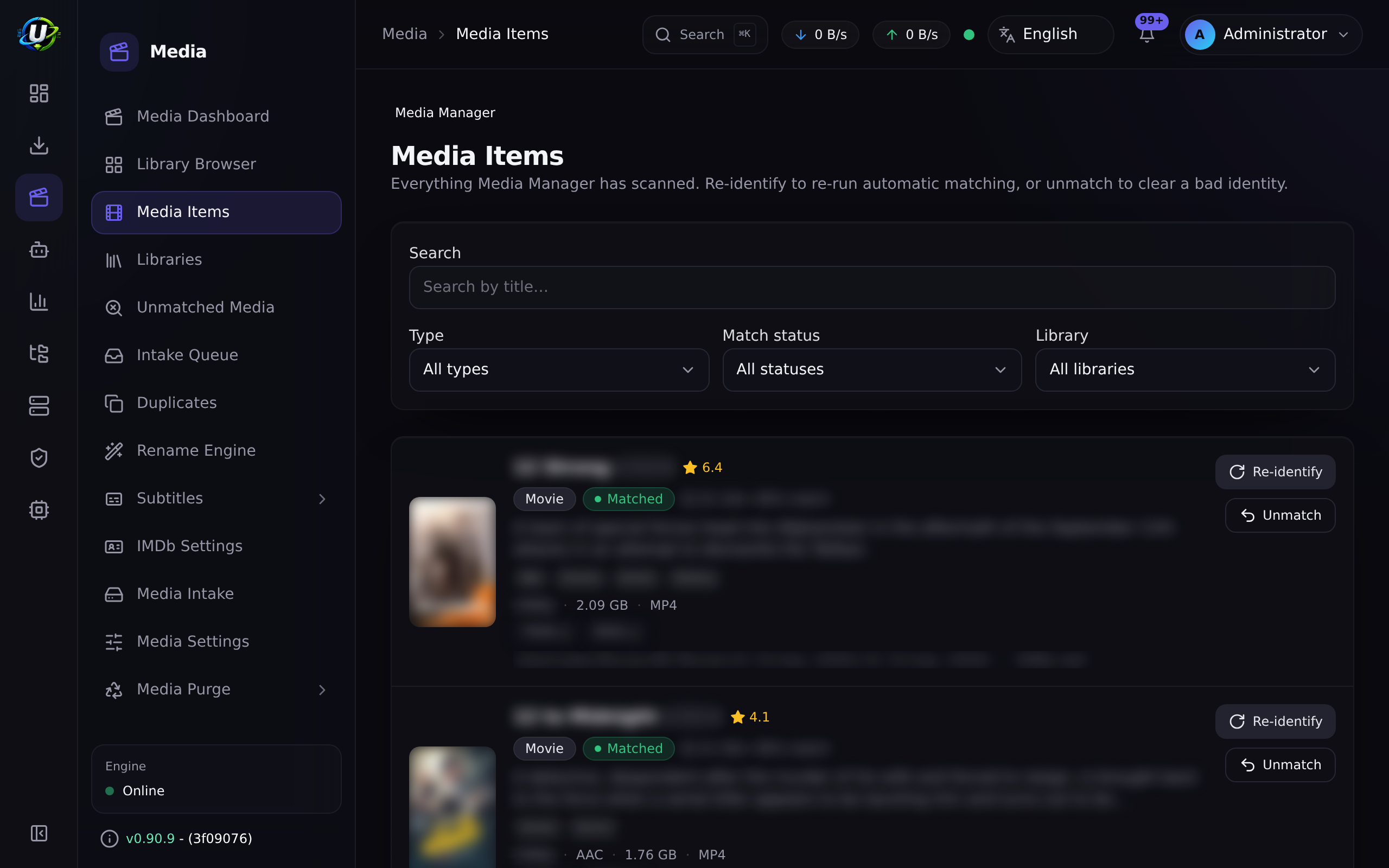 Media Items page after a library scan