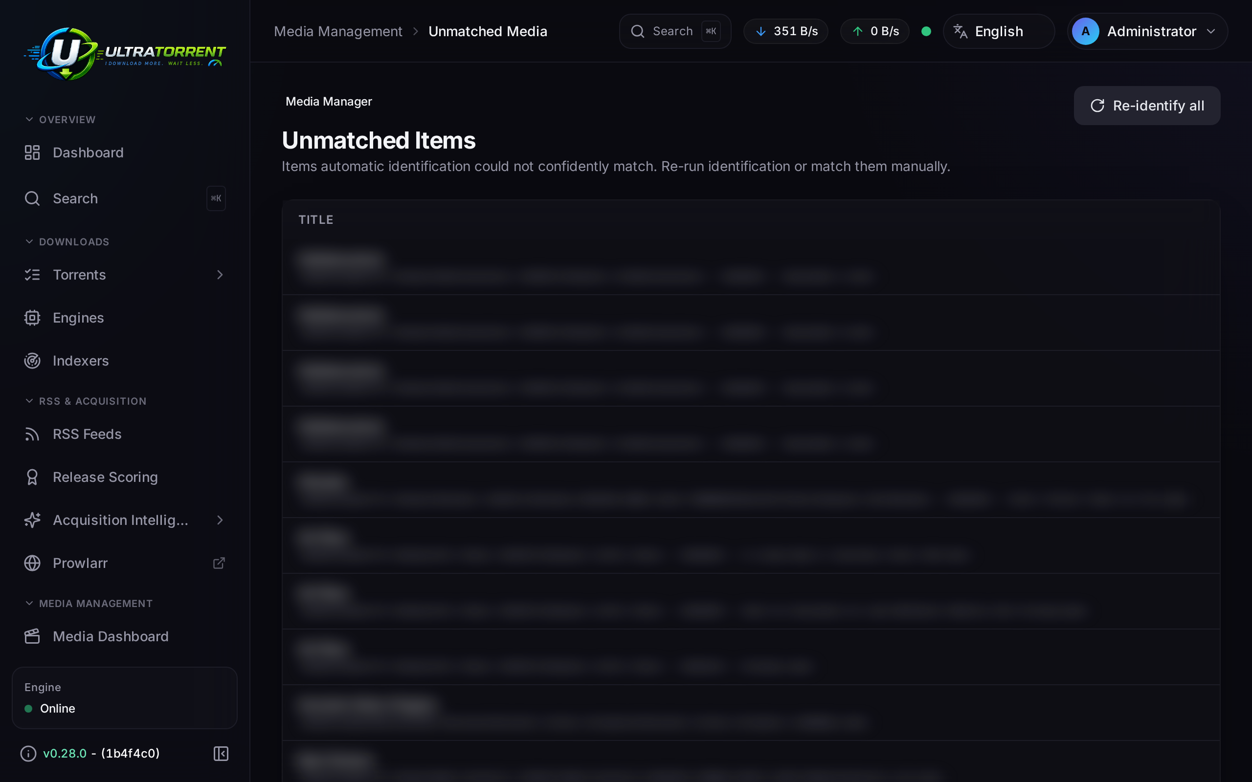 Unmatched media page with manual matching
