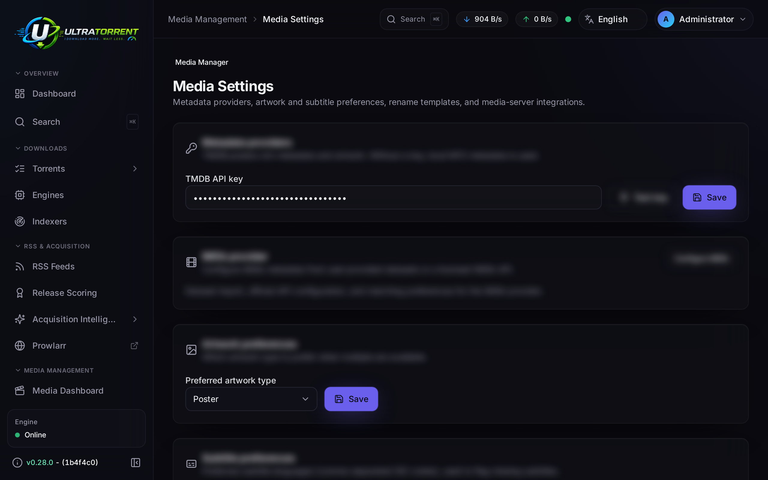 Media server integration configured in Media Settings
